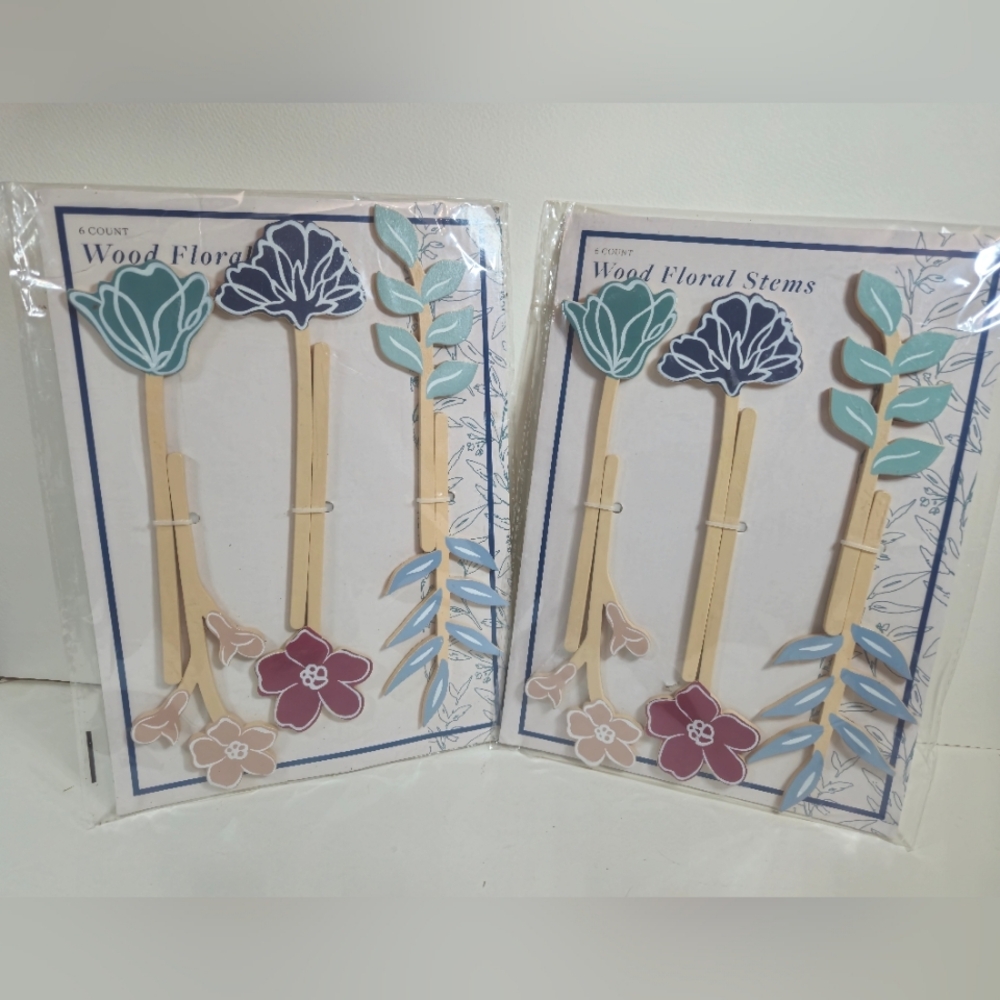 Wood Floral Stems Set of 6. Floral Coffee Wooden Stirrers. Floral Bookmarks.